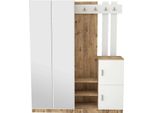 Dmora Mobile Da Ingresso Arcibaldo 37.5X147.2X179.7H Cm Marrone Quercia, Specchio Incluso 16-24 Paia