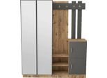 Dmora Mobile Da Ingresso Arcibaldo 37.5X147.2X179.7H Cm Marrone Quercia, Specchio Incluso Appendiabiti