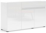 Dmora Credenza Deodata 38X135X79H Cm Bianco Lucido, Un Cassetto 4 Vani Italy