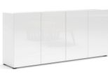 Dmora Credenza Amacord 38X180X79H Cm Bianco Lucido, Apertura Battente 4 Vani Italy
