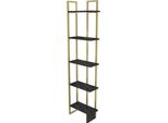Dmora Libreria Giraffa 21.6X45.2X180H Cm Nero, 5 Ripiani Portata Ripiani 25