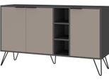 Dmora Credenza Alin 35.6X142X83H Cm Nero Antracite, Apertura Battente 3 Ante