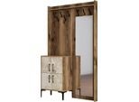 Dmora Mobile Da Ingresso Isidore 35X120X200H Cm Marrone Noce, Specchio Incluso Appendiabiti