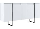 Dmora Credenza Arta 35X160X80H Cm Bianco, Apertura Battente 4 Ante