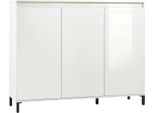 Dmora Credenza Miriana 40X138X110H Cm Bianco Lucido, Apertura Battente 6 Vani Italy