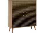 Dmora Credenza Agyemang 36X95X111H Cm Marrone Quercia, Apertura Battente 4 Vani