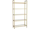 Dmora Libreria Stratonice 30X80X165H Cm Oro, 5 Ripiani Portata Ripiani 35