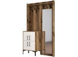 Dmora Mobile Da Ingresso Isidore 35X120X200H Cm Marrone Noce, Specchio Incluso Appendiabiti