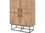 Dmora Credenza Katmandu 36X93X115H Cm Marrone Quercia, 2 Cassetti 8 Vani