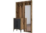 Dmora Mobile Da Ingresso Isidore 35X120X200H Cm Marrone Noce, Specchio Incluso Appendiabiti