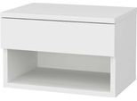 Dmora Comodino Serpente 29X44.6X31.9H Cm Bianco, Apertura Scorrevole Chiusura Scorrevole