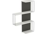 Dmora Mensola Batilda 19X64X96H Cm Bianco Bianco, 3 Ripiani Colore Struttura Nero