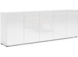 Dmora Credenza Macaria 38X225X79H Cm Bianco Lucido, Apertura Battente 6 Vani Italy
