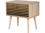 Dmora Comodino Ompong 40X60X61H Cm Marrone Quercia, 2 Cassetti Apertura Scorrevole
