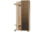 Dmora Mobile Da Ingresso Savina 36X90X194H Cm Marrone Quercia, Appendiabiti Apertura Battente