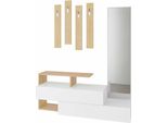 Dmora Mobile Da Ingresso Ascari 35X137X54.5H Cm Bianco, Specchio Incluso Appendiabiti