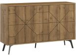 Dmora Credenza Brunale 35X123X77.4H Cm Marrone Rovere, Apertura Battente 4 Ante
