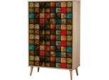 Dmora Credenza Andalusite 36X80X127H Cm Marrone Quercia, Apertura Battente 2 Ante