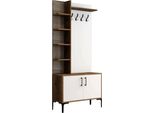 Dmora Mobile Da Ingresso Anja 35X90X200H Cm Marrone Noce, Appendiabiti 9 Vani
