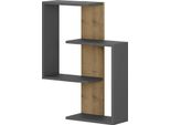 Dmora Mensola Irmina 22X64X85H Cm Nero Antracite, 4 Ripiani Colore Struttura Marrone