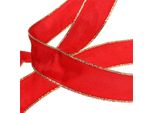 Nastro Di Seta Rosso Bordo Oro 25Mm 25M Nastro Regalo Decorazione Natalizia