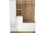 Dmora Mobile Da Ingresso Anumali 36.8X140X181.8H Cm Marrone Quercia, Specchio Incluso 12-20 Paia
