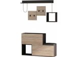 Dmora Mobile Da Ingresso Libeccio 17X120X76H Cm Nero Antracite, Appendiabiti 8 Paia
