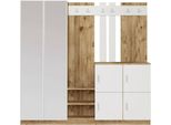 Dmora Mobile Da Ingresso Artin 37.5X187.2X180H Cm Marrone Quercia, Specchio Incluso 20-30 Paia