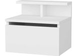 Dmora Comodino Auring 31.9X39.8X35H Cm Bianco, Un Cassetto Apertura Scorrevole