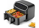 Friggitrice A Doppio Cestello 10L 2800W - 12-In-1, Timer Digitale, Finestra Visibile E Cottura Veloce A Basso Olio