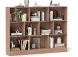 Libreria Costway Con 10 Scomparti, Scaffale In Piedi A 3 Livelli, Scaffale A Cubo, Scaffale Per Ufficio, Scaffale Portaoggetti 140 X 24 X 104 Cm (Naturale)