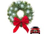 Ghirlanda Per Auto Con Fiocco Rosso, Decorazione Ghirlanda Di Natale Per Auto, Decorazione Ghirlanda Di Natale, Decorazione Ghirlanda Di Natale Per Auto, Ghirlanda Di Natale Per Auto