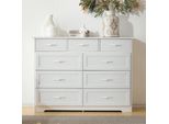 Cassettiera Aiorber, Con Maniglie In Metallo, Robusta, 9 Cassetti, Molto Spazio, Credenza, Con Protezione Antiribaltamento, Per Camera Da Letto, Soggiorno, 120X40X88Cm, Bianco