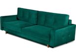 Divano 3 Posti Verde Elegante Soggiorno Design Moderno Legno Mobili Tappezzeria Tessuto