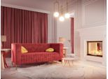 Divano 2 Posti Rosa Soggiorno Design Moderno Lusso Legno Mobili Imbottiti Tessuto Nuovo