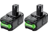 Batteria Agli Ioni Di Litio Ryobi 18V, 6000Mah E 9000Mah, Compatibile Con P107, P108, P109, 2 6.0Ah, 18V