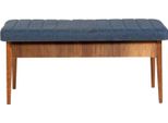 Dmora Panca Barthelemy 40X110X48H Cm Marrone Noce, Peso Supportato 130 Kg Colore Rivestimento Blu