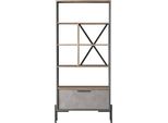 Dmora Libreria Fabrice 44.5X75.5X160.8H Cm Marrone, Un'anta 4 Ripiani