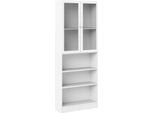 Dmora Libreria Chedeng 28.3X79X203.2H Cm Bianco, 2 Ante 3 Ripiani