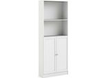 Dmora Libreria Michel 28.3X79X203.2H Cm Bianco, 2 Ante 5 Ripiani