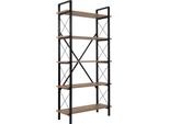 Dmora Libreria Suriel 33.5X90X180H Cm Nero, 5 Ripiani Portata Ripiani 30