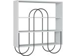 Dmora Libreria Otis 25.5X96X99H Cm Bianco, 3 Ante 2 Ripiani