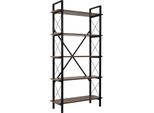 Dmora Libreria Suriel 33.5X90X180H Cm Marrone, 5 Ripiani Portata Ripiani 30