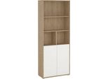 Dmora Libreria Arancio 34.3X79.6X204.7H Cm Marrone, 2 Ante 4 Ripiani