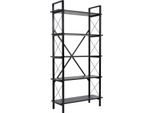 Dmora Libreria Suriel 33.5X90X180H Cm Nero, 5 Ripiani Portata Ripiani 30