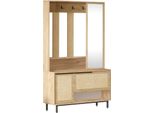 Dmora Mobile Da Ingresso Ljubljana 35.5X102.2X178.2H Cm Marrone Noce, Specchio Incluso Appendiabiti