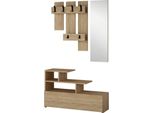 Dmora Mobile Da Ingresso Gert 5X30X99H Cm Marrone Quercia, Specchio Incluso 4-5 Paia