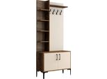 Dmora Mobile Da Ingresso Loredana 35X90X200H Cm Marrone Noce, Appendiabiti 6 Vani