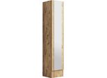 Dmora Mobile Da Ingresso Jacques 35.5X35.5X180H Cm Marrone Quercia, Specchio Incluso 4 Vani