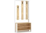 Dmora Mobile Da Ingresso Toraji 36X90X180H Cm Bianco, 6 Paia Appendiabiti